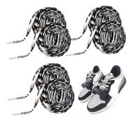 YOFDAL 4 Piezas Cordones de encaje, Cordones Planos para Zapatillas, 100cm+140cm, Estilo estampado de leopardo（B）