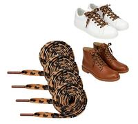 YOFDAL 4 Piezas Cordones de encaje, Cordones Planos para Zapatillas, 100cm+140cm, Estilo estampado de leopardo（A）