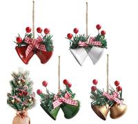 YOFDAL 4Pcs Cascabeles Navidad,Hierro Campanas De Navidad Festival Deco Trompeta Campana Colgante Cuerda Des Cáñamo Fruta Roja Accesorios Tapices De Ventana