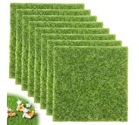 YOFDAL 8 PCS césped artificial para manualidades, alfombra de césped artificial de, hierba falsa para proyectos de bricolaje, alfombra de césped para decoración de 15 x 15 cm