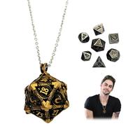YOFDAL Mini Set di dadi DND, con dadi poliedrici in Metallo da 7 pezzi, collana, per giochi di ruolo Dungeons and Dragons, per viaggi, Feste e campeggio