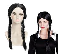 YOFDAL parrucca donna parrucca nera lunga parrucca nera lunga Parrucca da cabaret, mezza lunga, fiesta a tema, carnaval, fiesta en máscara, traje