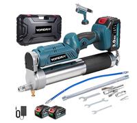 Yofidra 2 en 1 Pistola de engrase inalámbrica - Kit de Pistola de engrase de 150 g/min y 12 000 PSI con 2 baterías de 3,0 Ah, fácil de Usar para Agricultores, operadores de maquinaria y propietarios.