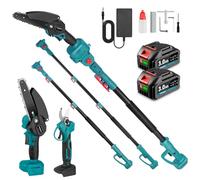 Yofidra 4 en 1 6 Pulgadas Motosierra Telescopica & 25 mm Tijeras de Podar Eléctricas, podadora telescopica inalámbrica con 2x3.0Ah baterías, ángulo ajustable de 180°, alcance máximo de hasta 4,6 m