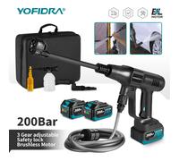 YOFIDRA 6 en 1, Pistola de Agua de Alta Presión sin Escobillas de 200 Bares, Limpiador Doméstico, Pistola de Lavado con Batería Makita 2xBattery Set