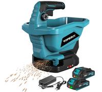 Yofidra Esparcidor de Semillas, Sembradora Universal con 2 batería de 2,0Ah, 3,3L, 6 Velocidades, 8 Niveles de Aplicación, 5m de Ancho, Cobertura 800m², para Fertilizante, Semillas o Sal para Deshielo