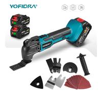 YOFIDRA Herramienta Eléctrica Oscilante Inalámbrica de 6 Velocidades, Herramienta de Corte Multifuncional Variable para Batería Makita 2x1.5Ah Battery Set
