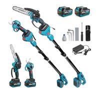 Yofidra Kit de Tijeras de Podar Telescópicas y Motosierra Telescópica a Batería, Podadora de Altura 4 en 1 con 2 x 3,0 Ah Baterías, Motosierra de 8", Podadora de 30 mm, Altura de Trabajo hasta 4,2 m