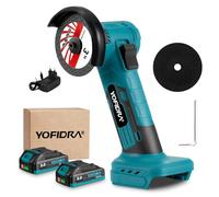 Yofidra Mini Amoladora 21V, Amoladora Profesional con 2 Baterías 2.0Ah, Motor sin Escobillas 19.000rpm, Disco de Corte 76mm, Luz LED, Ideal para Cortar y Pulir