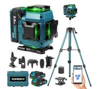 Yofidra Nivel Laser Con Soporte de Tripode - Nivel Laser Autonivelante 360°, 4D 16 Lineas Laser Nivel, Autonivelante, IP54, con 2 Baterias de 2000 mAh y Control Remoto