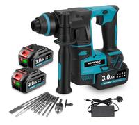 Yofidra Taladro Percutor a Batería, 500W Martillo Perforador | Motor sin Escobillas 1.8J | 2 x 3.0Ah Baterías | Kit 10 Piezas para Hogar y Profesionales