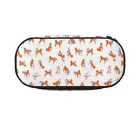 YOFIEN Adorable Akita Inu, Estuche pequeño para lápices, Estuche de Gran Capacidad, Organizador de papelería de Oficina