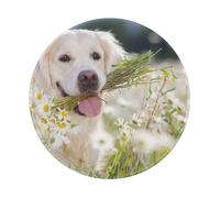 YOFIEN Alfombrilla de ratón Redonda con Borde Cosido, diseño Golden Retriever (2), 8 y 8 Pulgadas