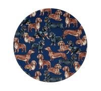 YOFIEN Alfombrilla de ratón Redonda de 20 y 20 cm con Borde Cosido, diseño de Cachorro Salchicha