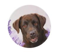 YOFIEN Alfombrilla de ratón Redonda de 20 y 20 cm con Borde Cosido, diseño de Labrador Retriever marrón y Lavanda