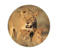 YOFIEN Alfombrilla de ratón Redonda de 20 y 20 cm con Borde Cosido, diseño de mamá Leona