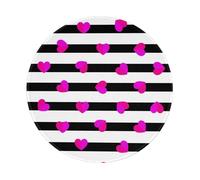 YOFIEN Alfombrilla de ratón Redonda de 20 y 20 cm con Borde Cosido y diseño de corazón Rosa sobre línea Negra