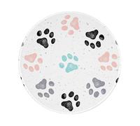 YOFIEN Alfombrilla de ratón Redonda de 20 y 20 cm con diseño de Huellas de Patas de Perro y Borde Cosido