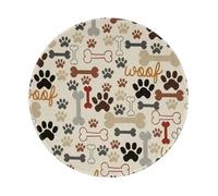 YOFIEN Alfombrilla de ratón Redonda de 20 y 20 cm con diseño de Patas y Huesos de Perro y Borde Cosido