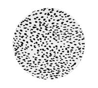 YOFIEN Alfombrilla de ratón Redonda de 20 y 20 cm con Estampado Animal en Blanco y Negro de dálmatas y Lunares, con Borde Cosido.