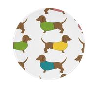 YOFIEN Alfombrilla de ratón Redonda de 8 y 8 Pulgadas con Borde Cosido para Fiestas de Perros Salchicha