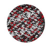 YOFIEN Alfombrilla de ratón Redonda de 8 y 8 Pulgadas con Borde Cosido y diseño geométrico en Negro y Rojo