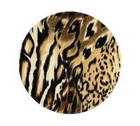 YOFIEN Alfombrilla de ratón Redonda de 8 y 8 Pulgadas con Borde Cosido y Piel de Leopardo, león y Tigre atigrado