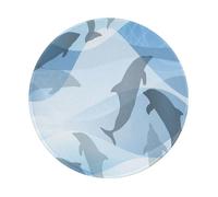 YOFIEN Alfombrilla de ratón Redonda de 8 y 8 Pulgadas con Borde Cosido y Silueta de pez delfín