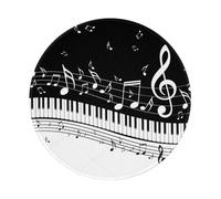 YOFIEN Alfombrilla de ratón Redonda de 8 y 8 Pulgadas con diseño de Notas Musicales voladoras y Teclas de Piano con Borde Cosido