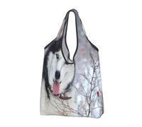 YOFIEN Bolsa de compras plegable Husky In Winter, reutilizable y de gran capacidad.