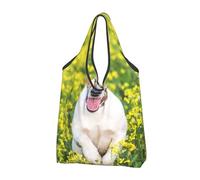 YOFIEN Bolsa de compras plegable Jack Russell Flower Meadow, reutilizable y de gran capacidad.