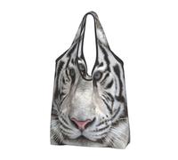 YOFIEN Bolsa de compras plegable Winter White Tiger, reutilizable y de gran capacidad.