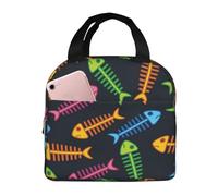 YOFIEN Bolsa para almuerzo con aislamiento grueso de espina de pescado, reutilizable, a prueba de fugas