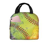 YOFIEN Bolsa para almuerzo con aislamiento grueso de softbol amarillo, reutilizable y a prueba de fugas