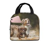 YOFIEN Bolsa para almuerzo con aislamiento grueso para perros pastores australianos, reutilizable y a prueba de fugas.