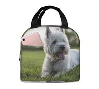 YOFIEN Bolsa para almuerzo con aislamiento grueso para perros Westie Lawn West Highland White Terrier, reutilizable y a prueba de fugas