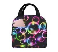 YOFIEN Bolsa para almuerzo con aislamiento grueso y burbujas de arcoíris, reutilizable y a prueba de fugas.