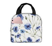 YOFIEN Bolsa para almuerzo con aislamiento grueso y diseño de flor de aciano, reutilizable y a prueba de fugas