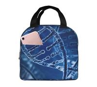 YOFIEN Bolsa para almuerzo con aislamiento grueso y estampado fotográfico de cadena de ADN, reutilizable, a prueba de fugas