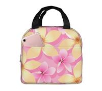 YOFIEN Bolsa para almuerzo con aislamiento grueso y flores tropicales rosas y naranjas, reutilizable, a prueba de fugas