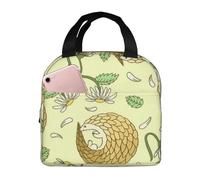 YOFIEN Bolsa para almuerzo con aislamiento grueso y reutilizable, a prueba de fugas, con diseño de pangolines y margaritas