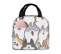 YOFIEN Bolsa para almuerzo con aislamiento grueso y reutilizable a prueba de fugas con diseño de perro husky siberiano de dibujos animados