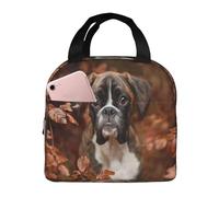 YOFIEN Bolsa para almuerzo con aislamiento grueso y reutilizable a prueba de fugas para perros bóxer de otoño