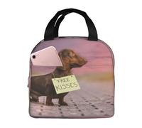 YOFIEN Bolsa para almuerzo con aislamiento grueso y reutilizable a prueba de fugas para perros salchicha marrón con tabla.