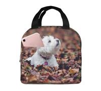 YOFIEN Bolsa para almuerzo con aislamiento grueso y reutilizable a prueba de fugas para perros Westie Bokeh West Highland White Terrier