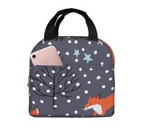 YOFIEN Bolsa para almuerzo con aislamiento grueso y reutilizable a prueba de fugas Red Fox In The Night