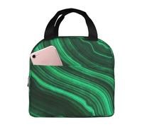 YOFIEN Bolsa para almuerzo con aislamiento grueso y textura de malaquita, reutilizable y a prueba de fugas.