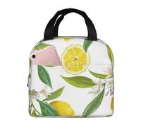 YOFIEN Bolsa para almuerzo reutilizable, a prueba de fugas, con aislamiento, gruesa y deliciosa, con estampado de ramas exóticas de limonero.