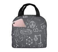 YOFIEN Bolsa para almuerzo reutilizable a prueba de fugas con aislamiento grueso y estampado con dibujo científico escrito a mano
