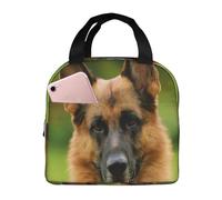 YOFIEN Bolsa para almuerzo reutilizable a prueba de fugas con aislamiento grueso y estampado de pastor alemán feliz